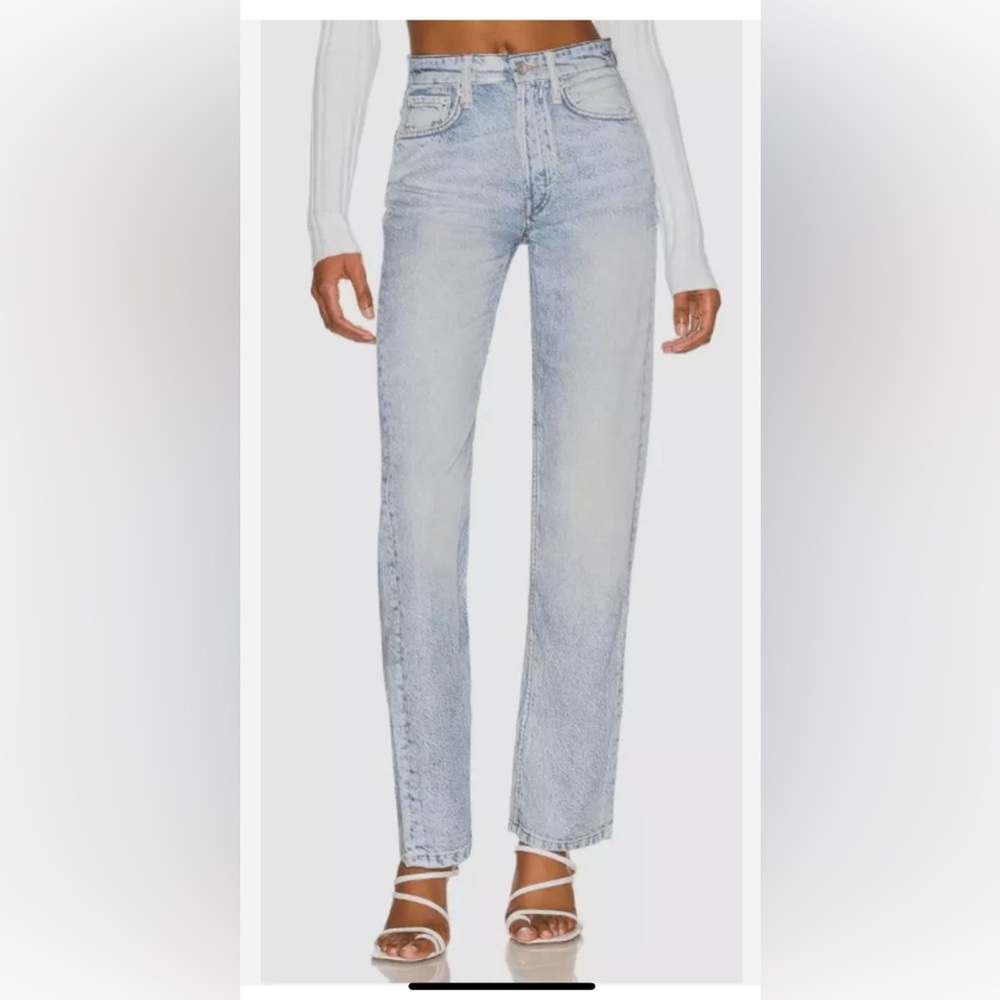 Rag & Bone Alex Liquid High Waist Straight Leg Tromp L'oeil Pant in Luna NWT 24